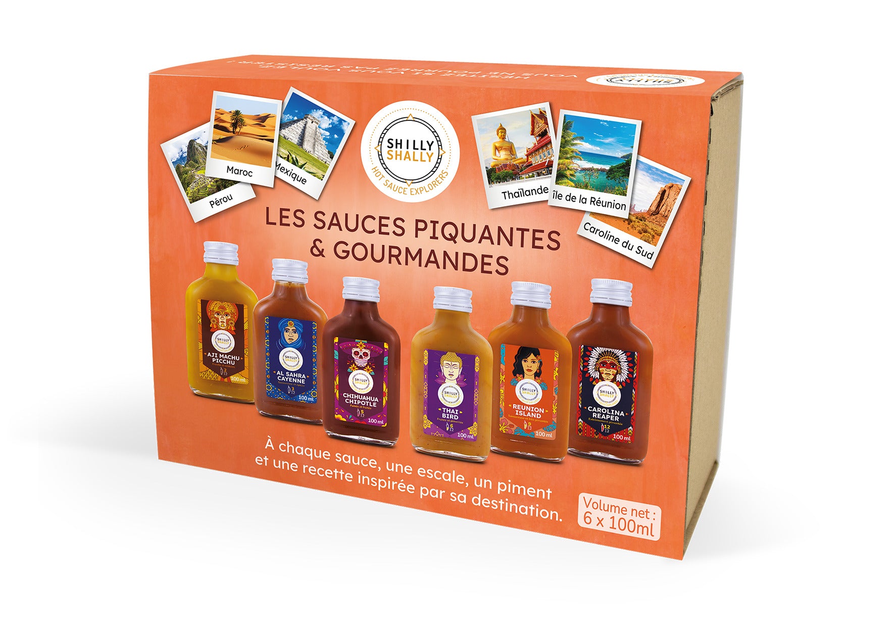 Coffret cadeau de 6 sauces pimentées - Le tour du monde piquant et gourmand
